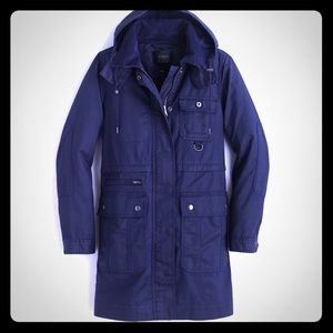 J.Crew Long Downtown Field Jacket Blue Size 4P NWT